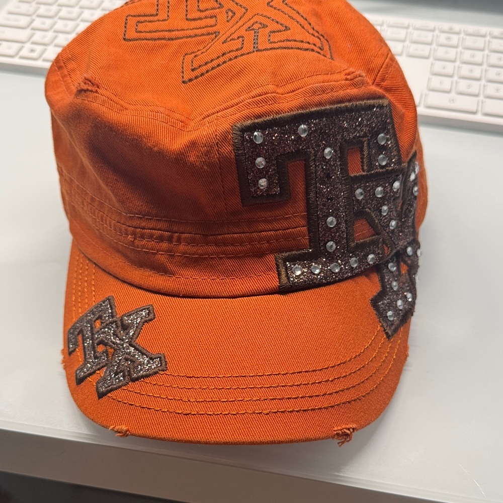 Texas Orange & Brown Cap with Embroidered made by Pitbull 100a% cotton